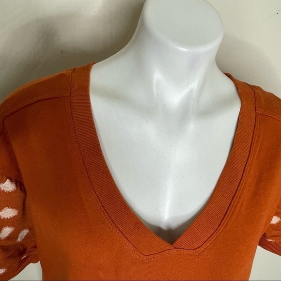 Anthropology Daily Practice orange top polka dot sleeve NWT small - Picture 4 of 7